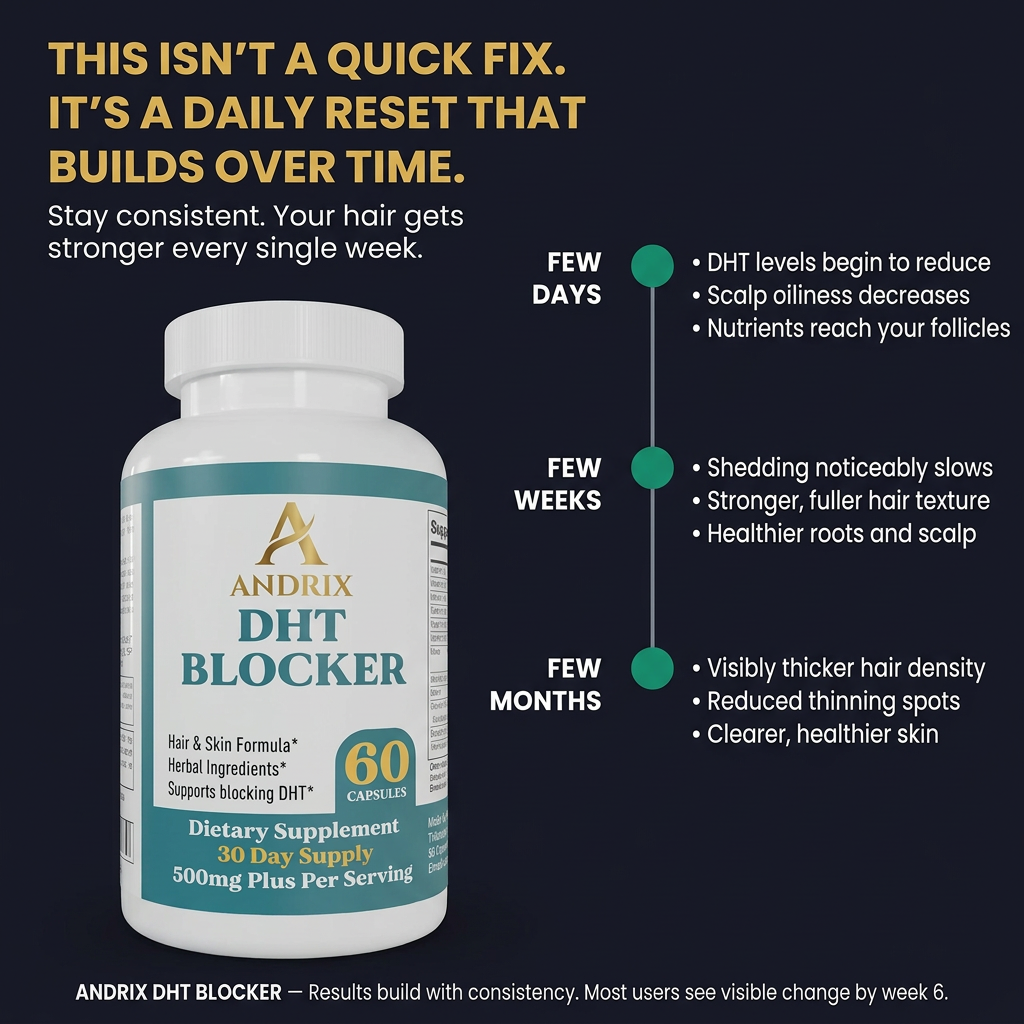 Stop Hair Loss at the Source — Andrix DHT Blocker | 500mg Saw Palmetto | 30-Day Supply