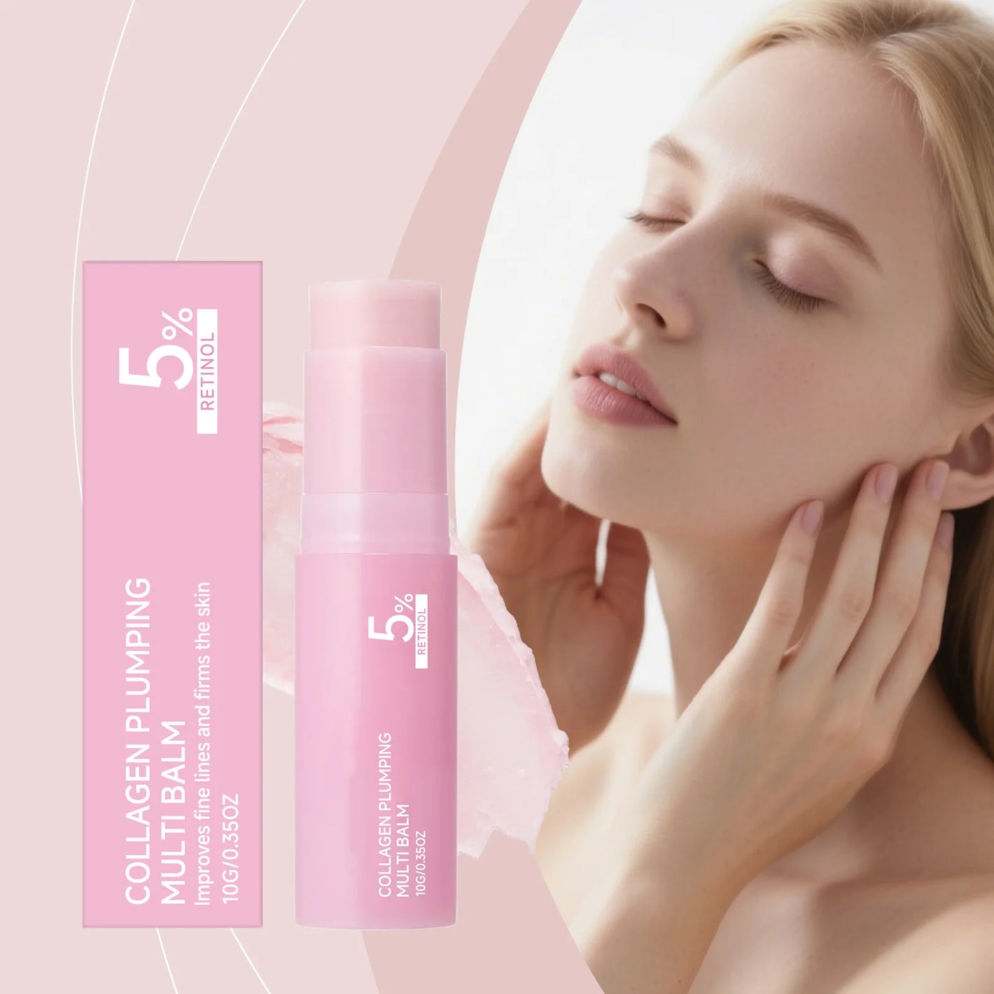 Collagen Multi Balm Stick anti Wrinkle Fade Fine Lines Firming Hydrating Skin Improve Dull Brightening Moisturizing Facial Stick