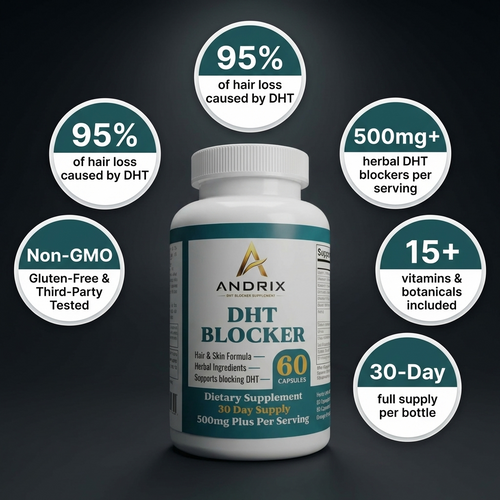 Stop Hair Loss at the Source — Andrix DHT Blocker | 500mg Saw Palmetto | 30-Day Supply